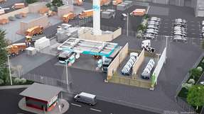 H2-Mobility Tankstelle in Düsseldorf (Höherweg). Eröffnung für Anfang 2025 erwartet. 